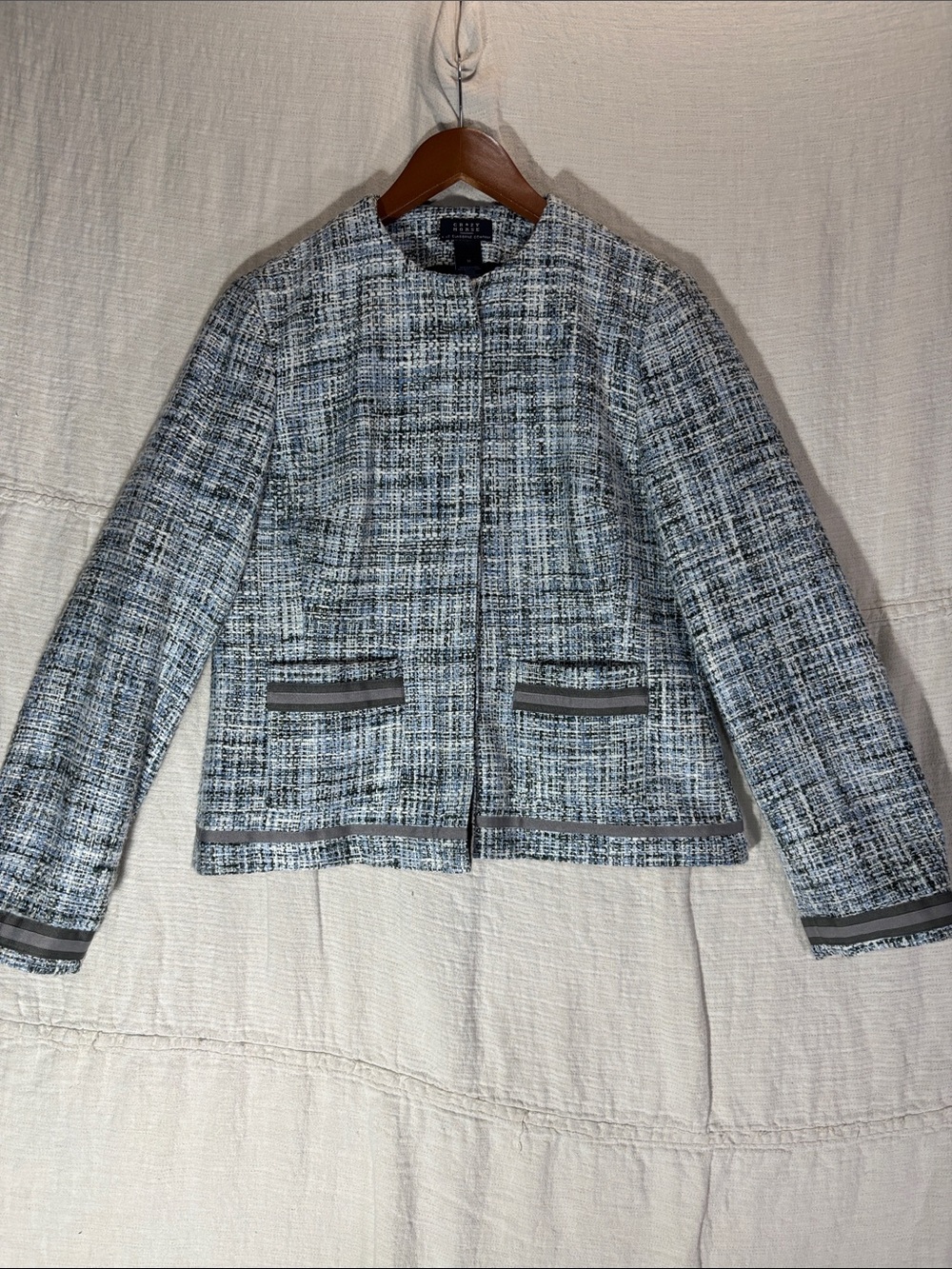 Vintage Crazy Horse Liz Claiborne Tweed Lady Jacket Blazer Size M EUC